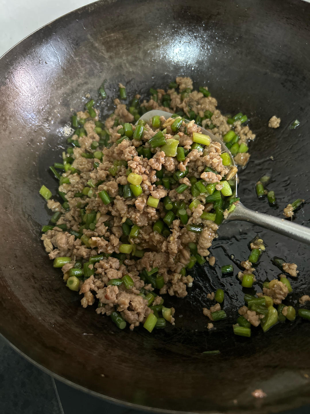 蒜苔炒肉末，三碗米饭都不够吃