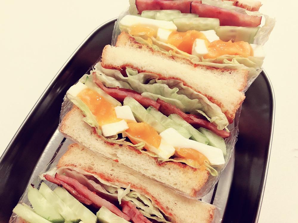 如何做超厚的沼三明治~详细tip！牛油果鸡蛋午餐肉三明治~