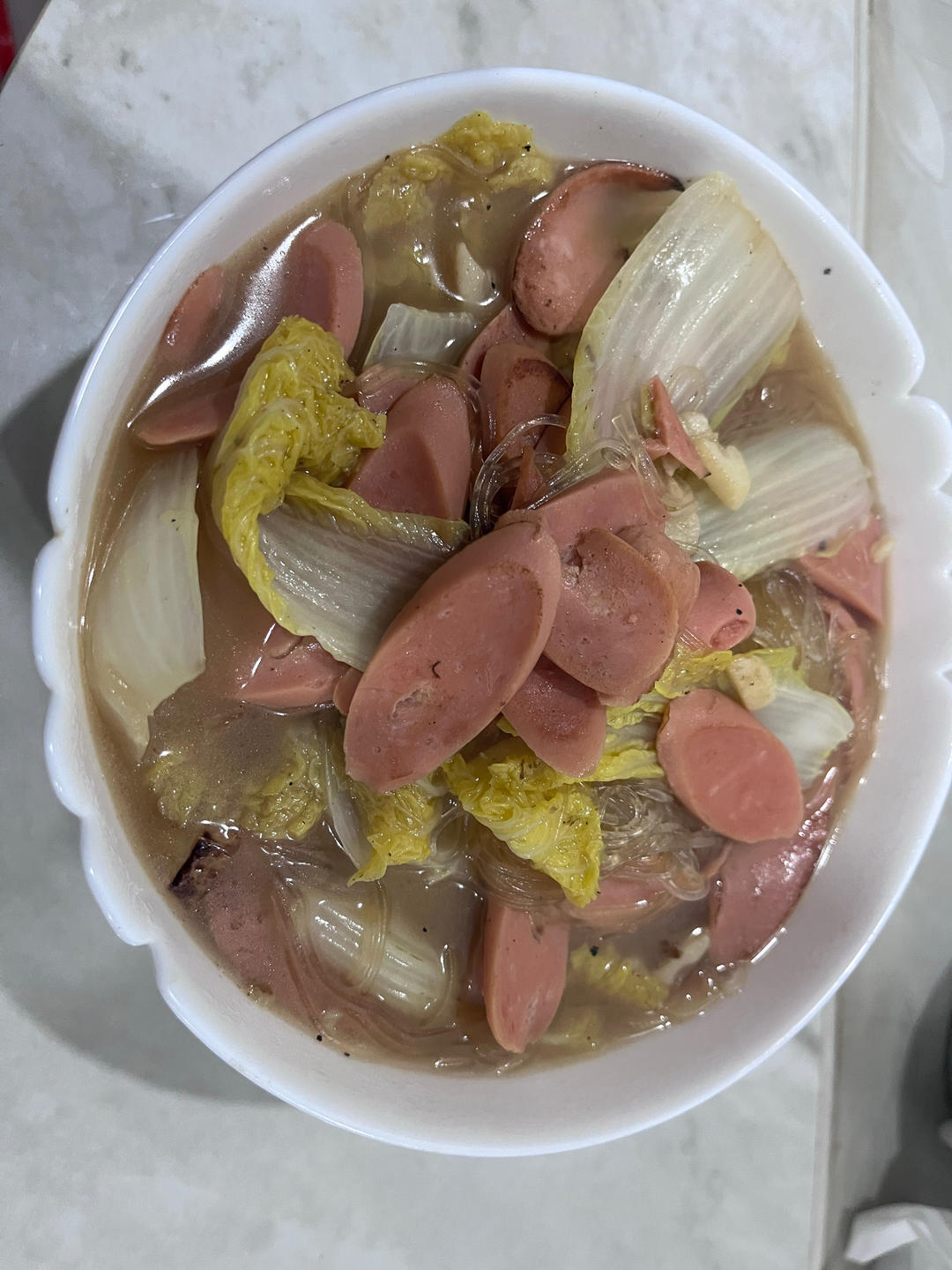 娃娃菜粉丝煲，低卡又鲜美