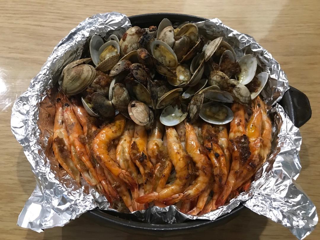 蒜蓉粉丝烤花蛤虾（烤箱版）