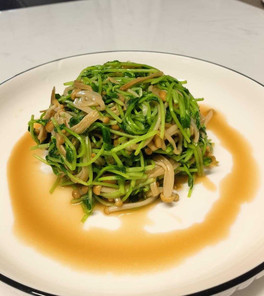 豌豆苗拌金针菇
