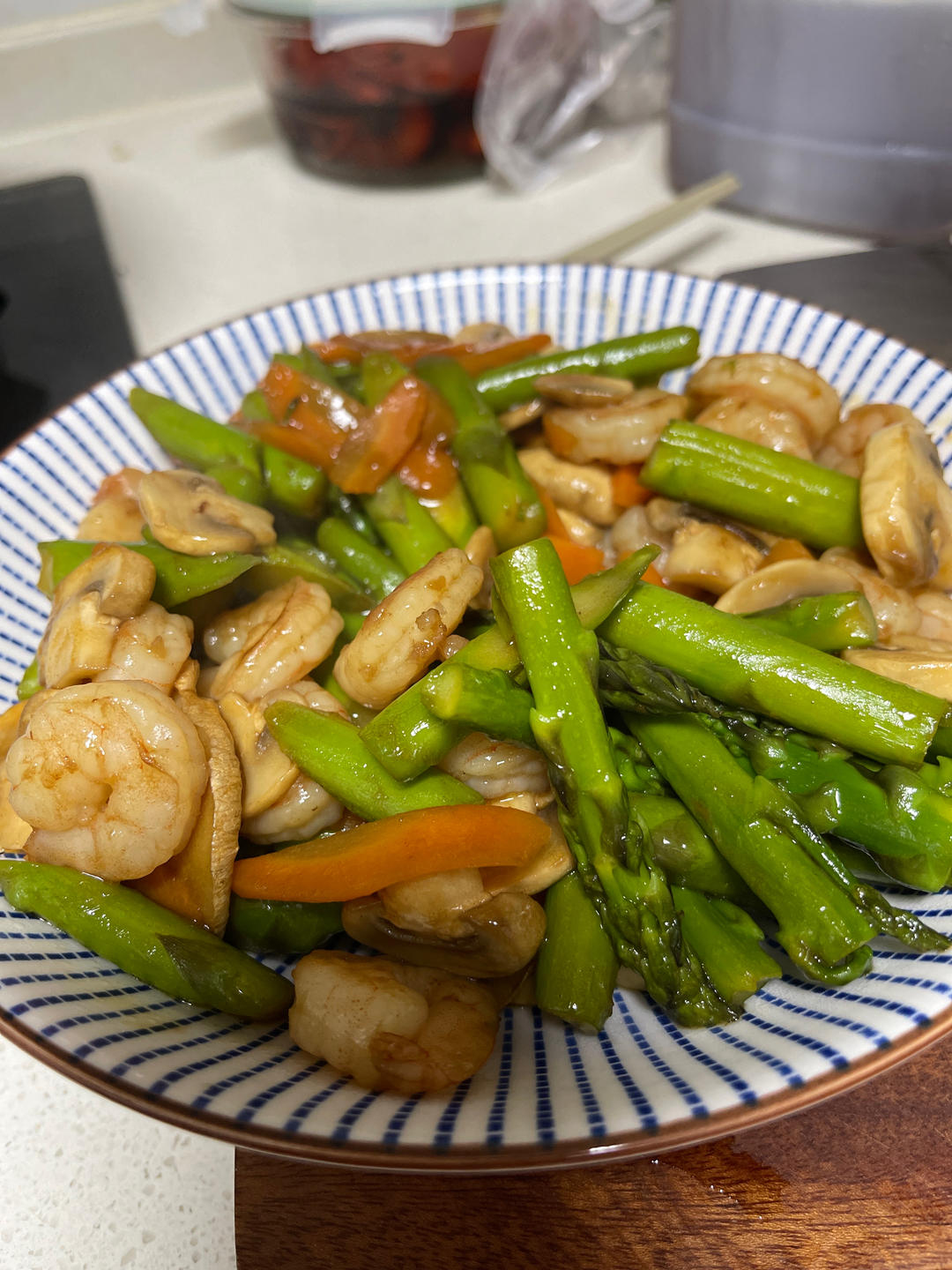 芦笋口蘑虾仁