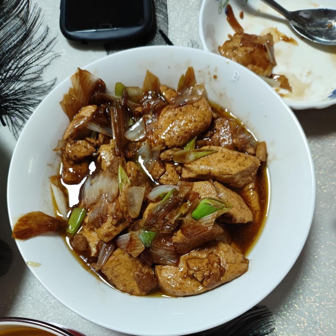 葱烧豆腐