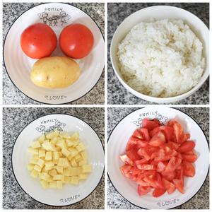 番茄土豆烩饭，剩米饭的神仙吃法的做法 步骤1