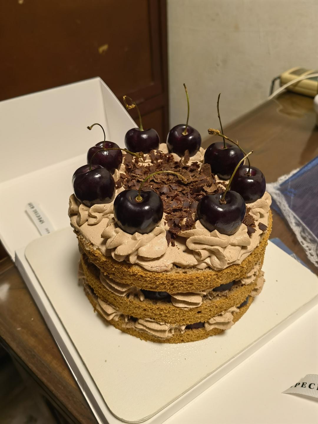 车厘子巧克力裸蛋糕，无酒精版黑森林