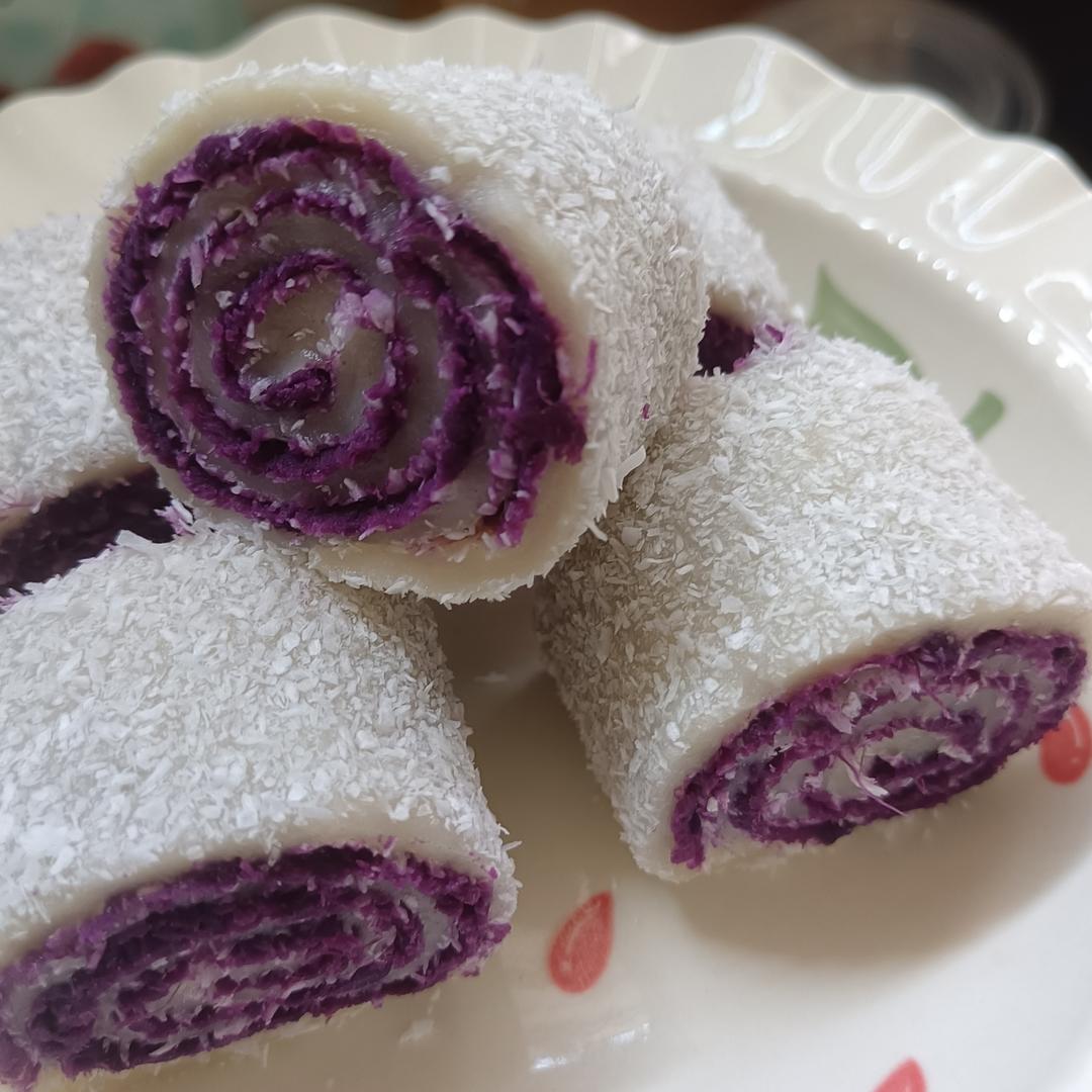 糯米紫薯椰蓉糕的做法