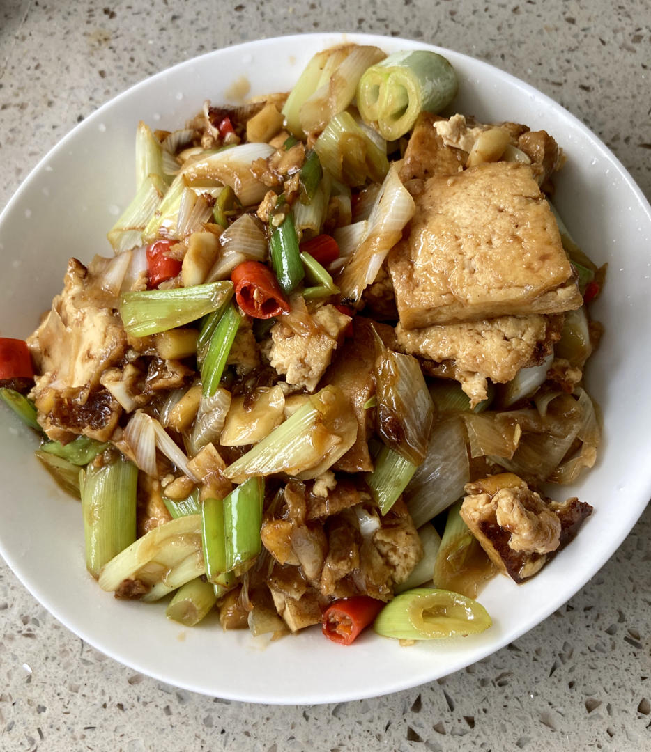 葱烧豆腐