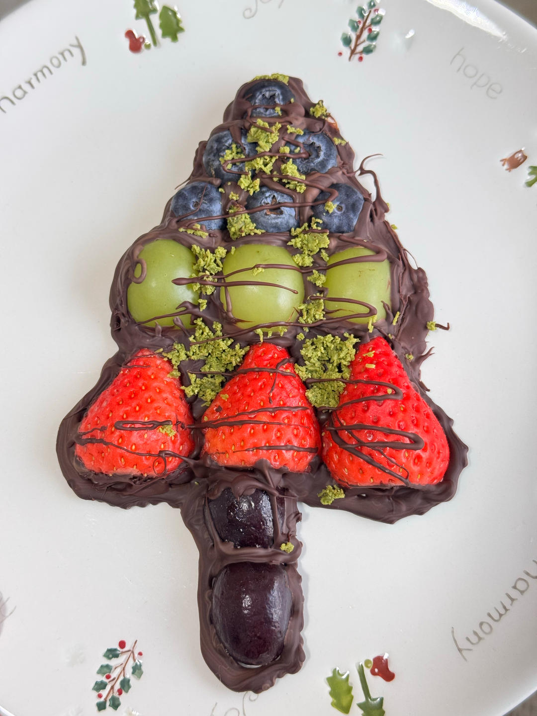 巧克力水果干噎酸奶（圣诞树）