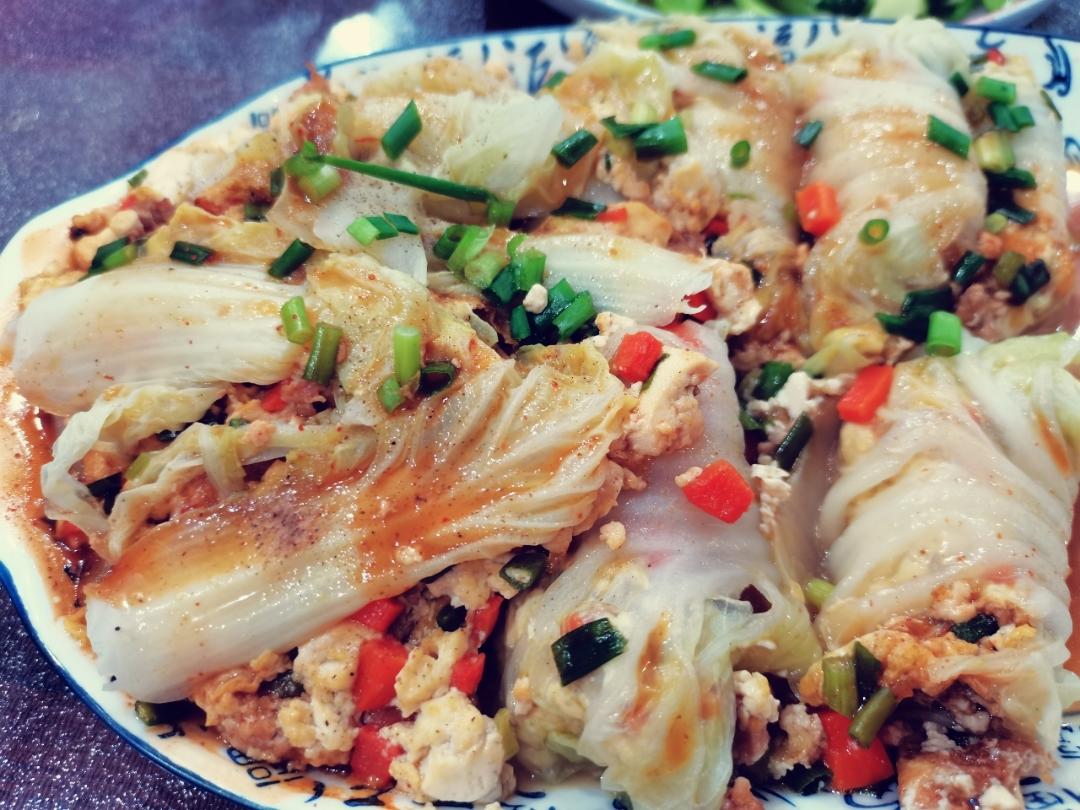 好吃不胖❗️巨简单，有福有财豆腐鸡蛋白菜卷～