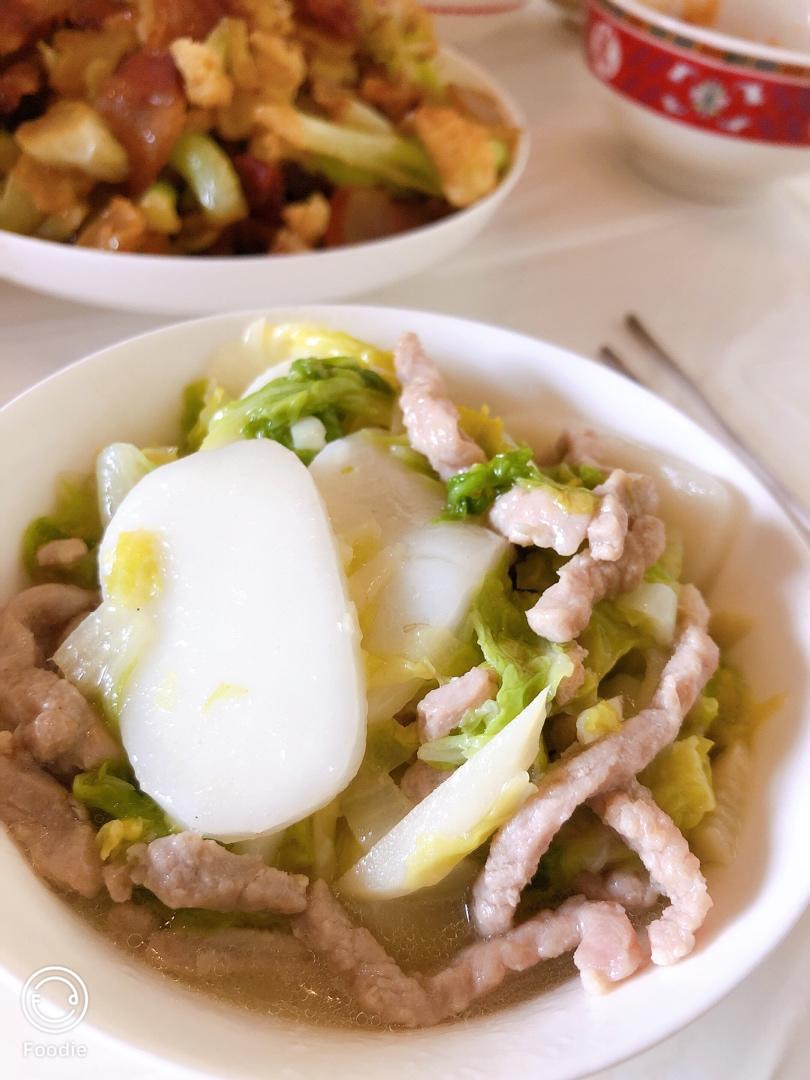 肉丝白菜炒年糕