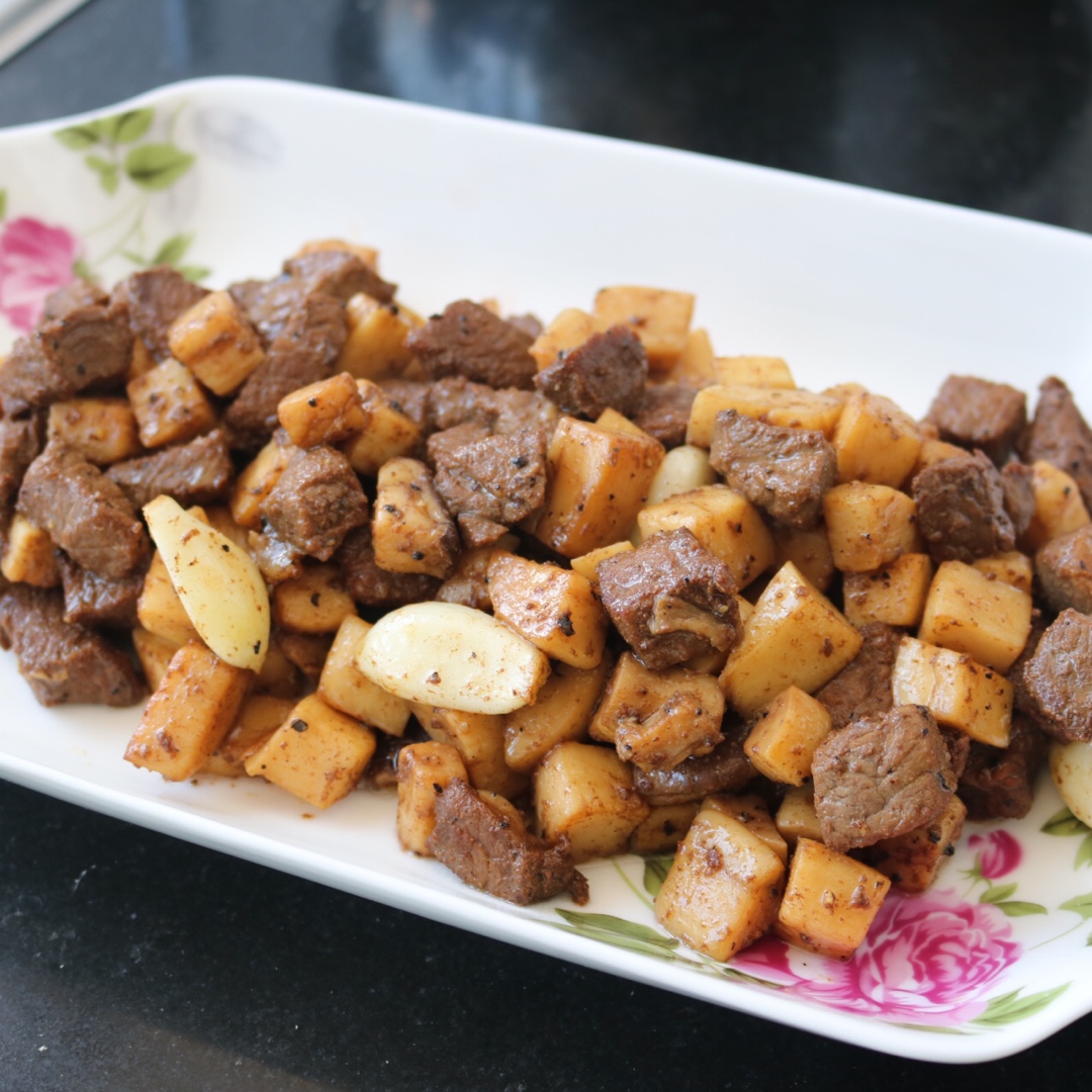 水母海月做的黑椒杏鲍菇牛肉粒