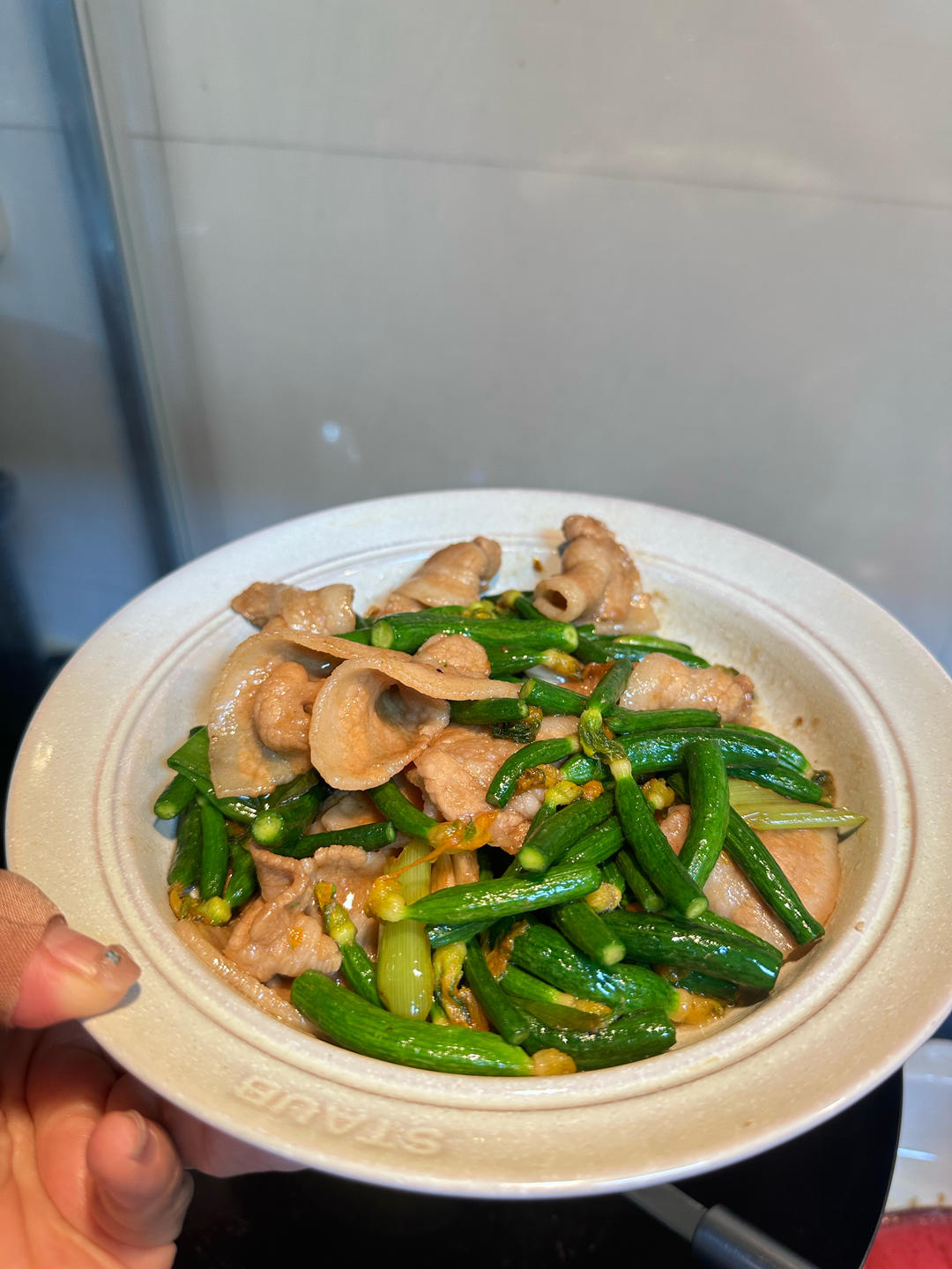 黄瓜花炒肉片