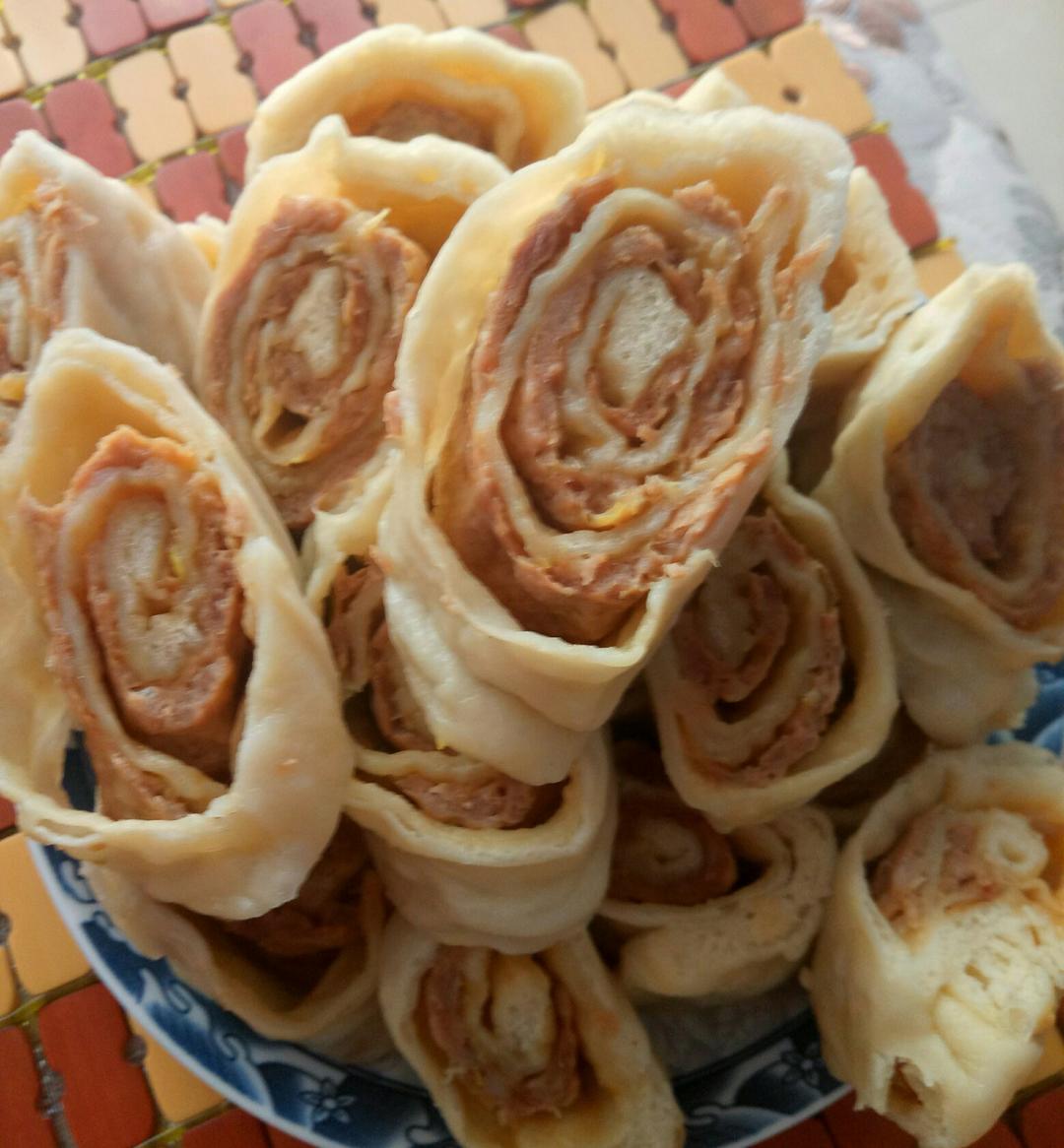 鹿鹿妞妞做的蒸肉卷 steamed meat roll
