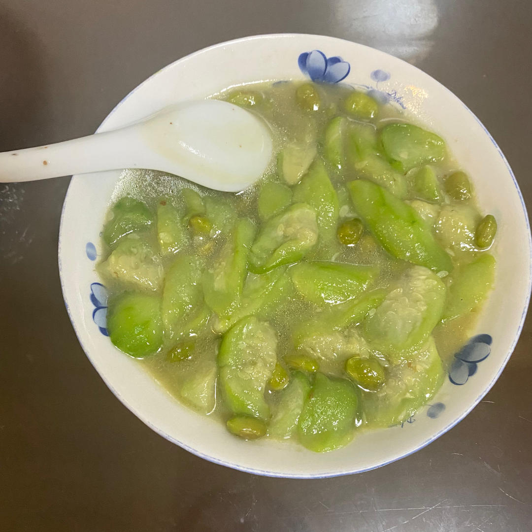 清炒丝瓜毛豆