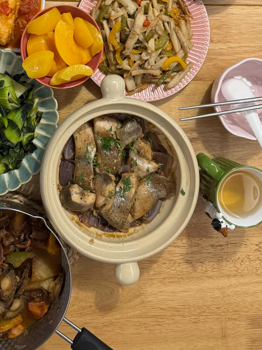 葱香焗鲈鱼