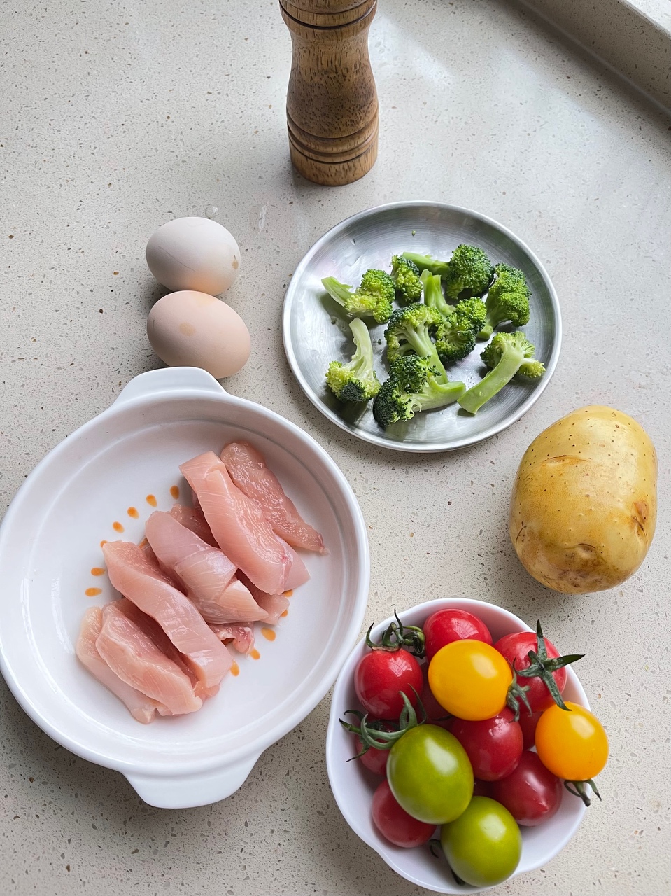 低卡饱腹❗️鸡肉土豆沙拉的做法 步骤1