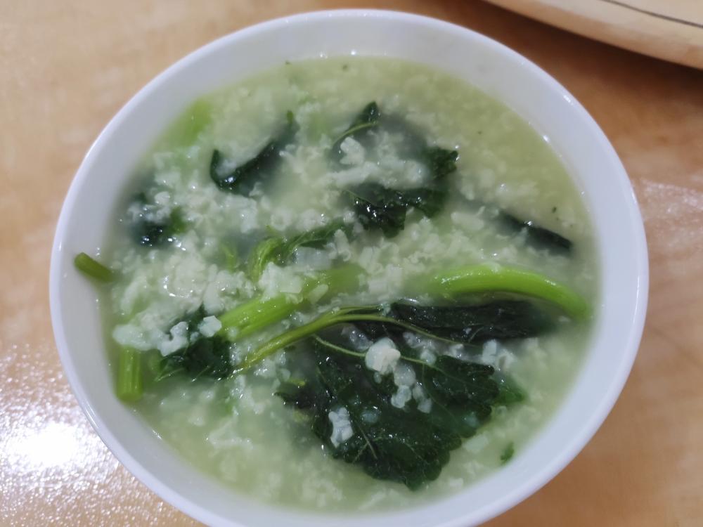 冬寒菜粥电饭煲版煮出来很稠很绿哦