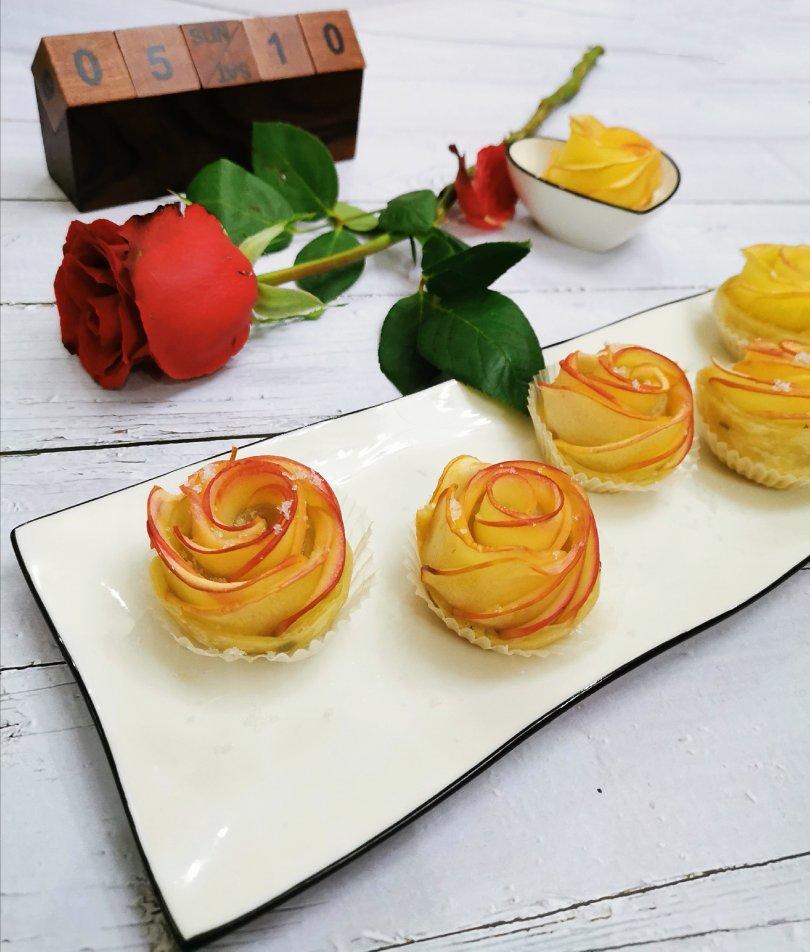 玫瑰花苹果派（手抓饼版）