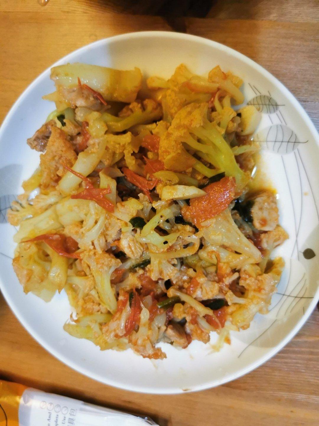 有机花菜炒西红柿