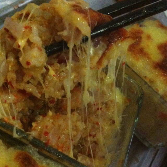 虾仁培根芝士焗饭