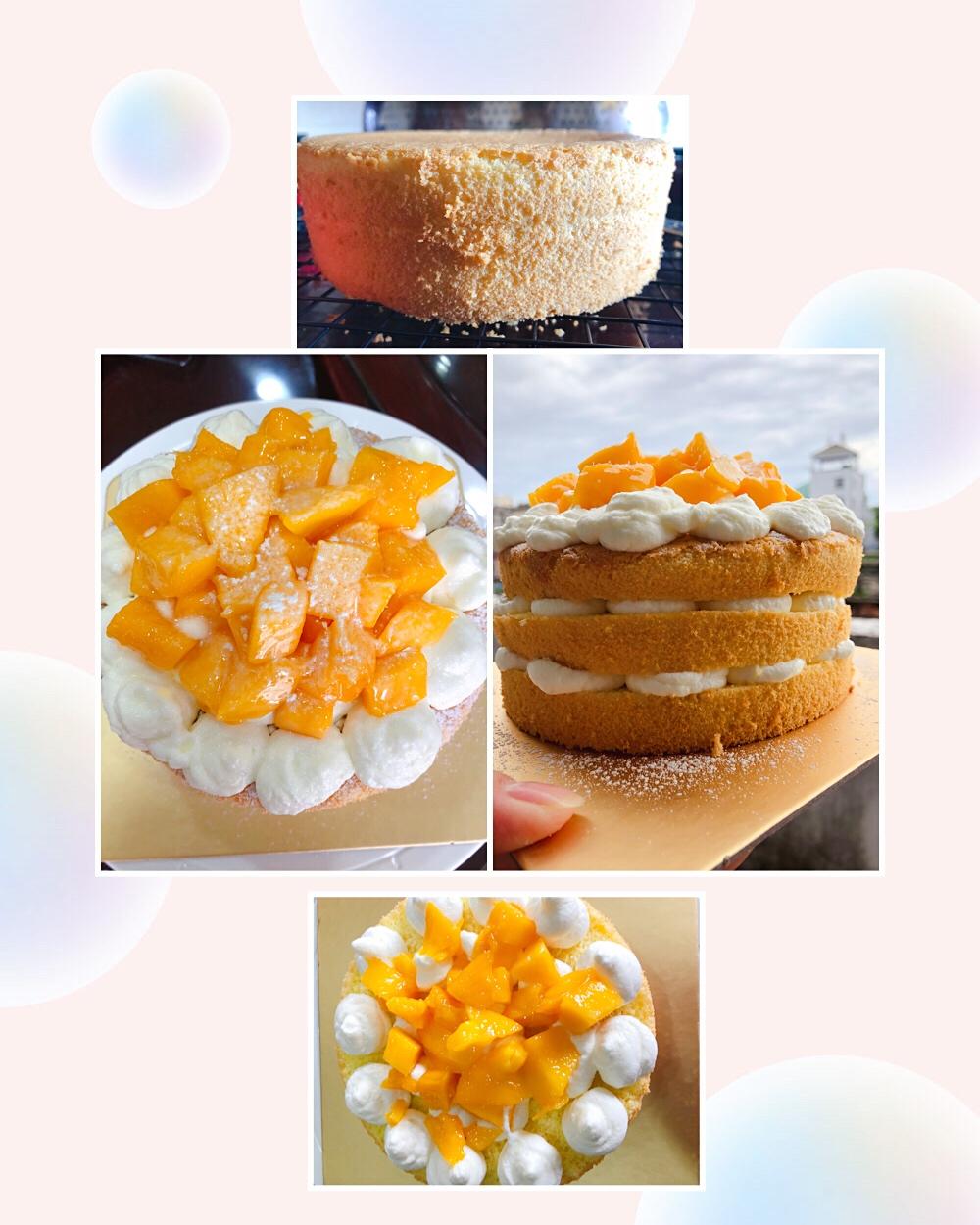 【零失败】不会裱花没关系的水果裸蛋糕 芒果裸蛋糕 完美戚风胚