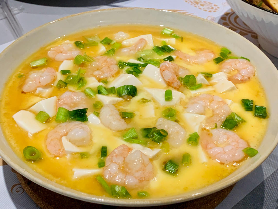 虾仁豆腐蒸水蛋