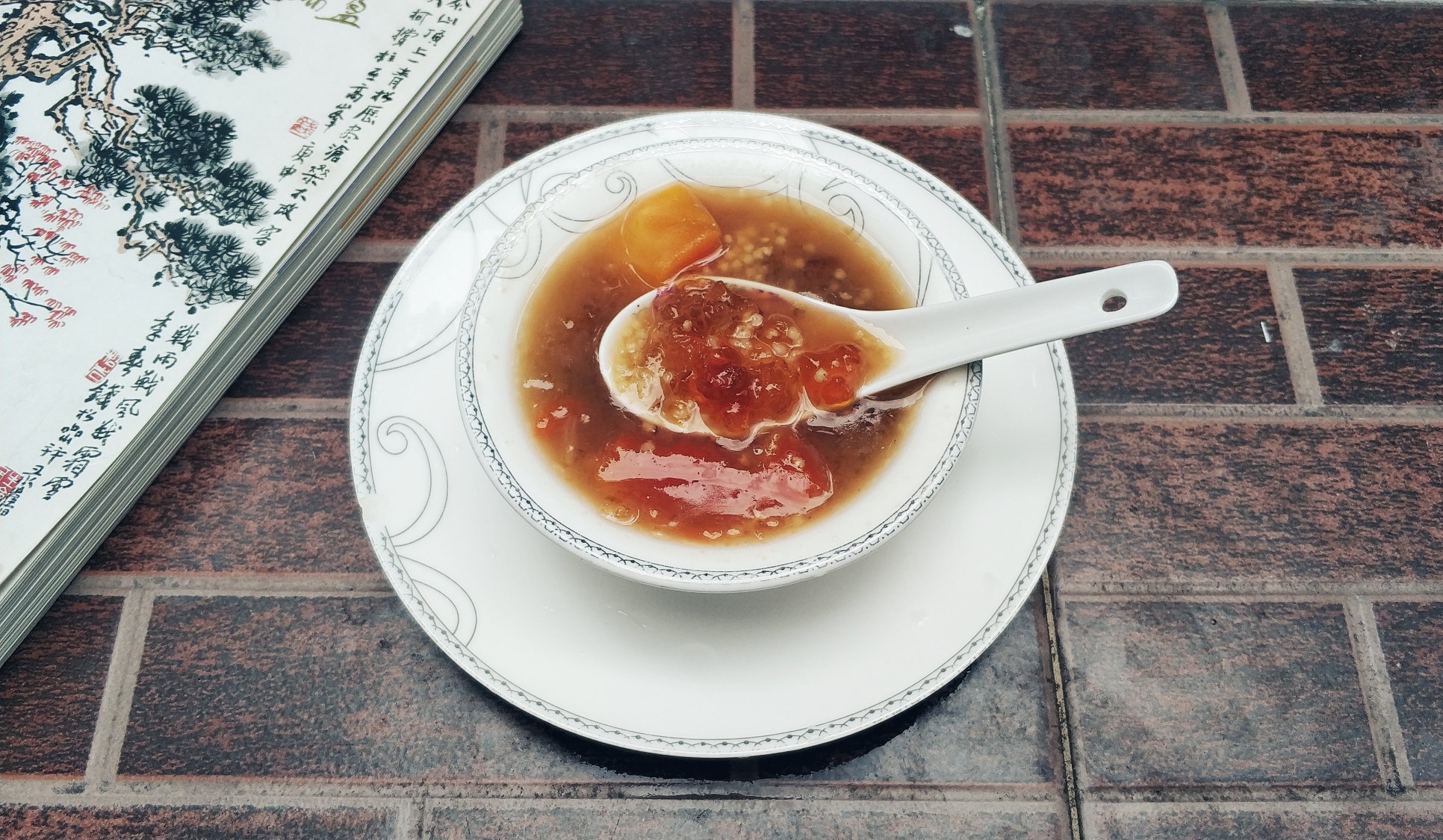 桃胶皂角米木瓜小米甜粥的做法 步骤9