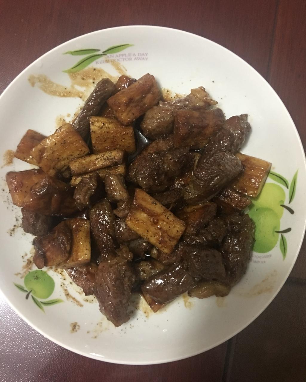 黑胡椒杏鲍菇牛肉粒