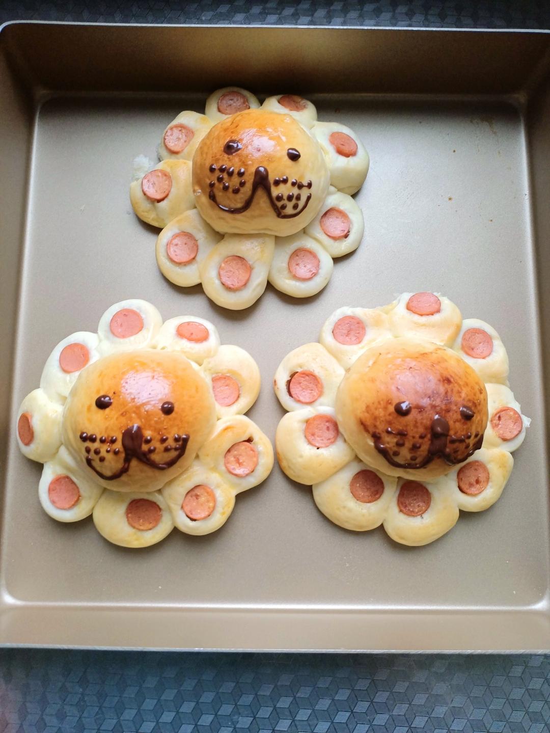 美人无恙做的可爱的小狮子面包