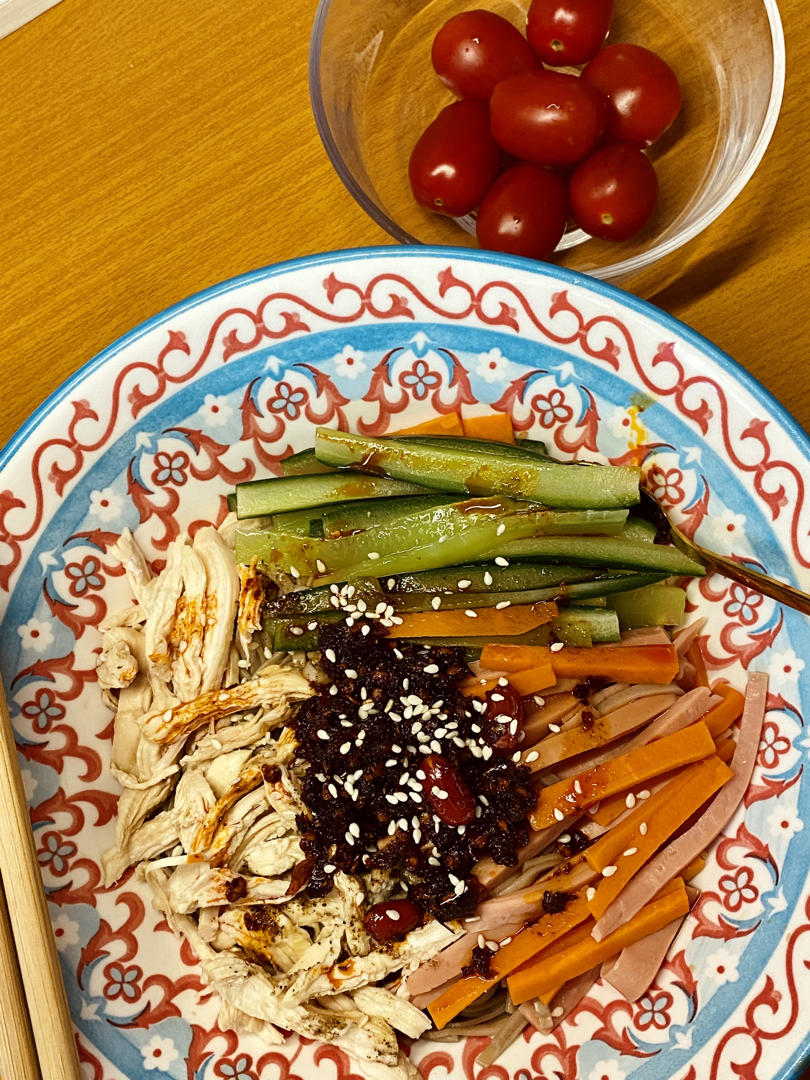 快手减脂餐❗️爆好吃的凉拌鸡丝荞麦面