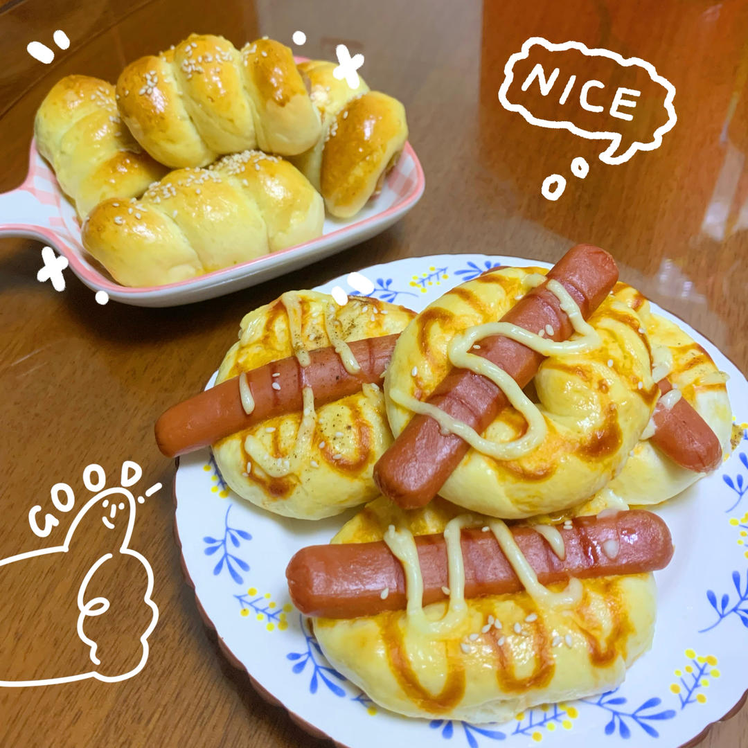 一次发酵迷你香肠小面包卷