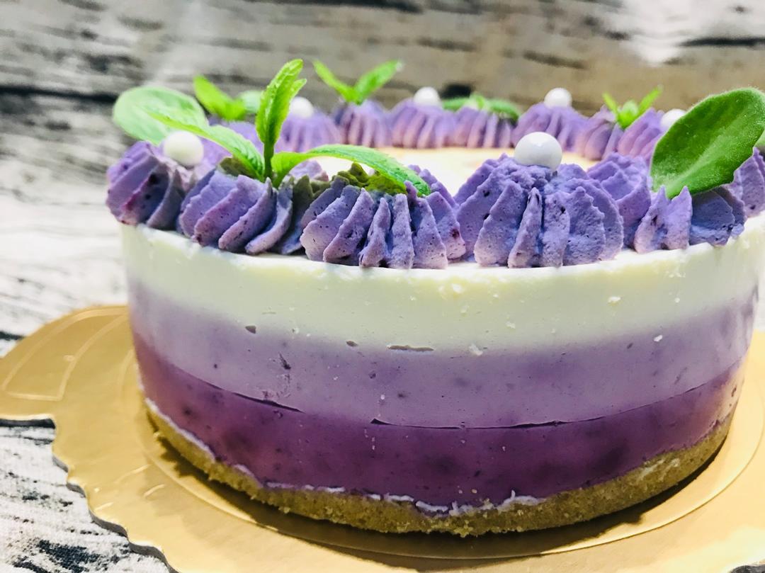 渐变蓝莓冻芝士蛋糕（免烤）