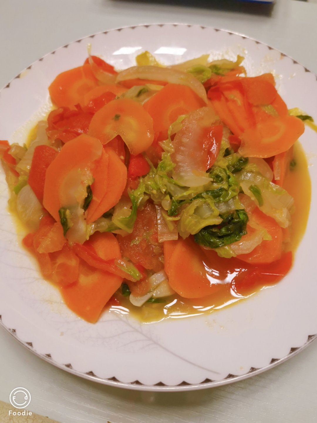 番茄胡萝卜烧大白菜（Chinese Cabbage with Tomato and Carrot)