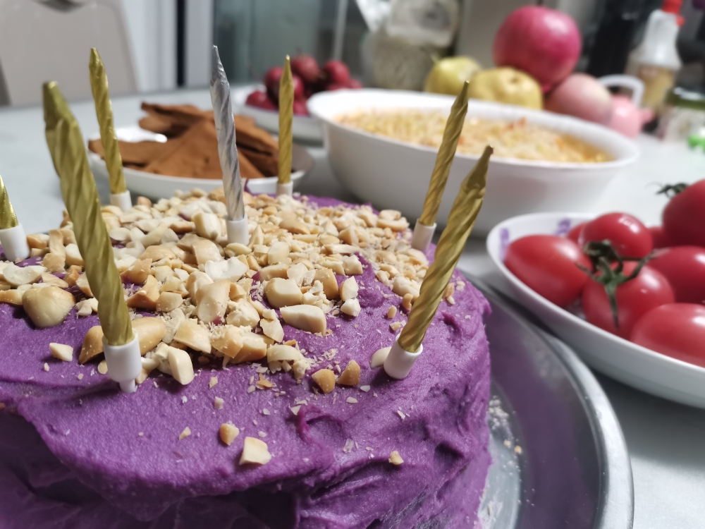 纯素生日诞糕/紫薯素酸乃巧克力夹心蛋糕🍰/减油减糖无反式脂肪，无动物奶油的做法 步骤15