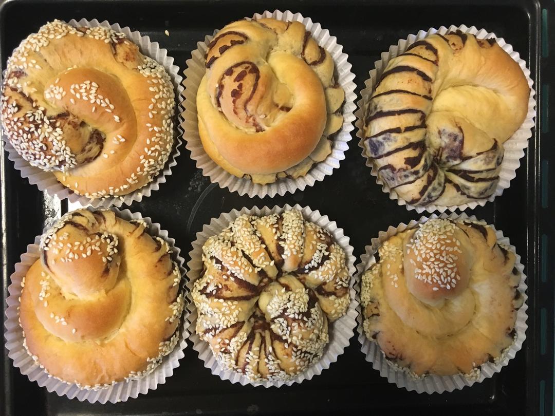 芝麻豆沙面包卷（汤种法）