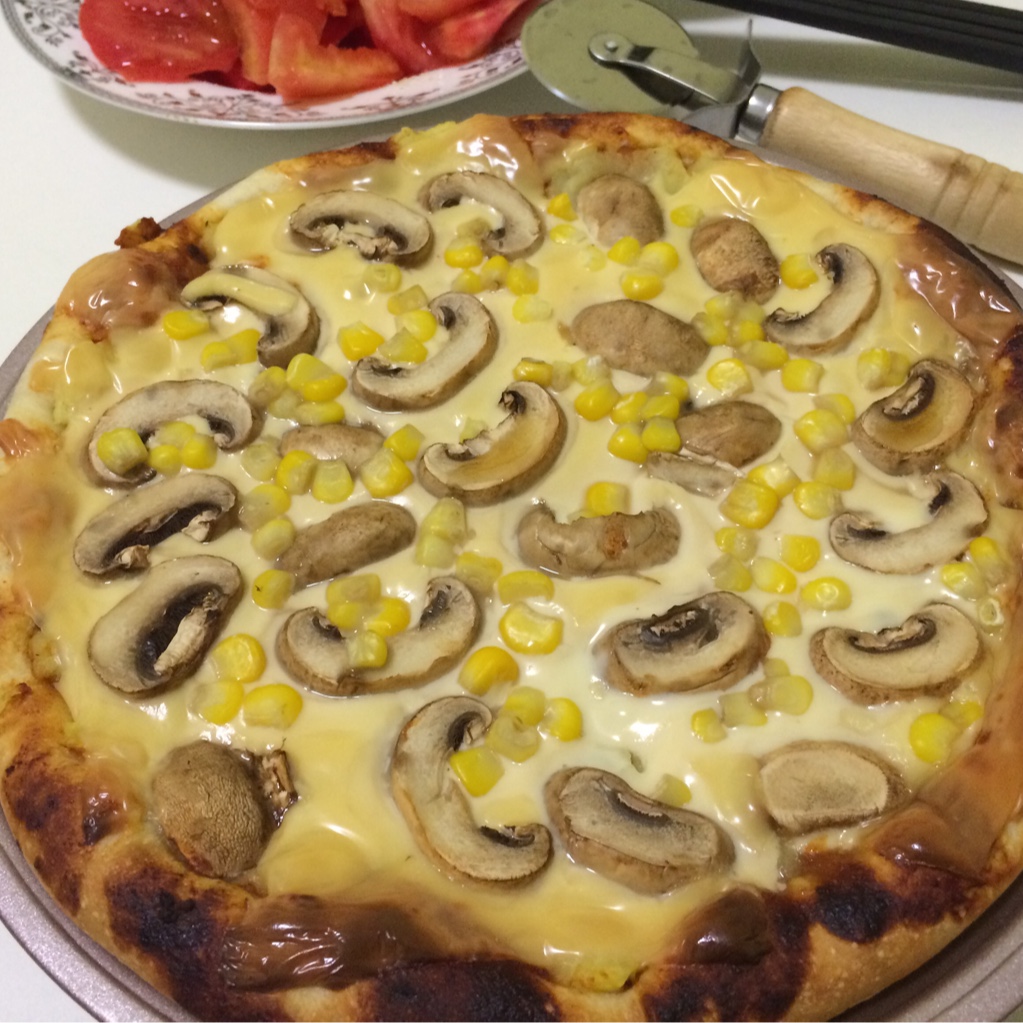 培根烤蘑菇披萨
