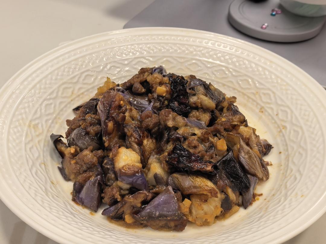 不油炸不变色不加水肉沫茄子