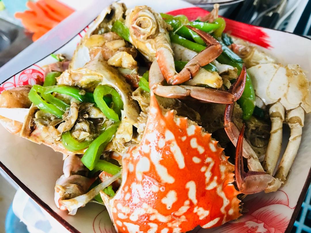 姜葱炒花蟹
