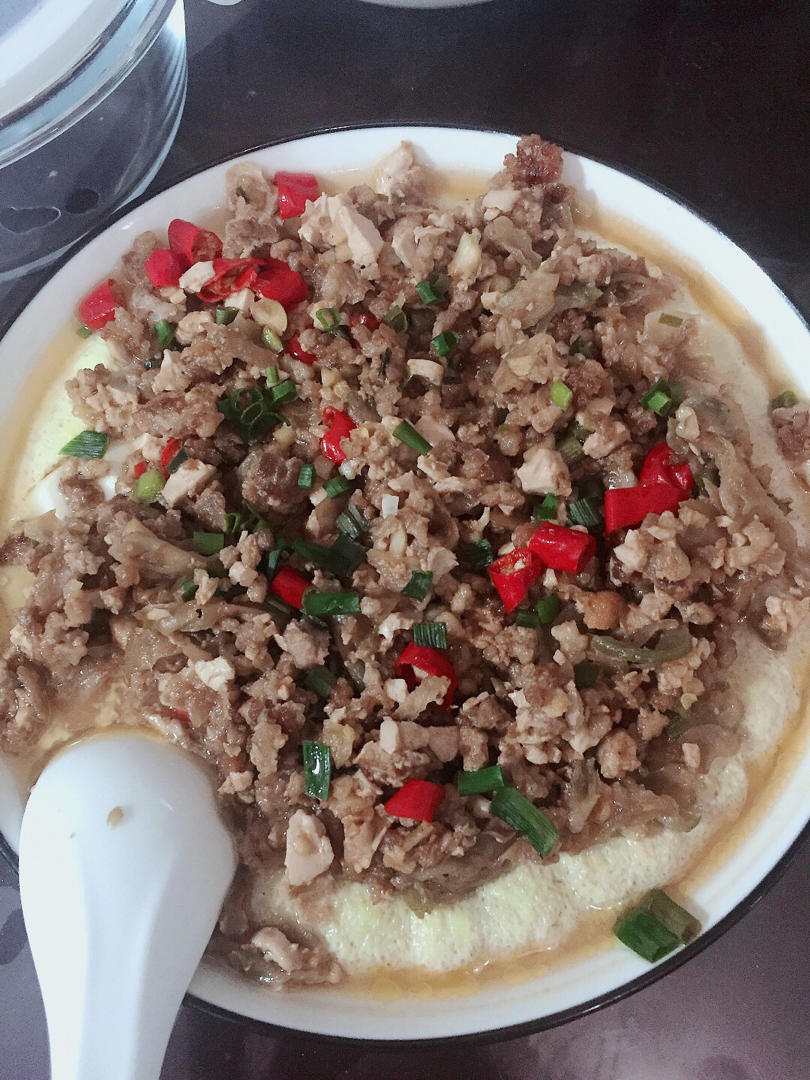 豆腐肉末蒸蛋