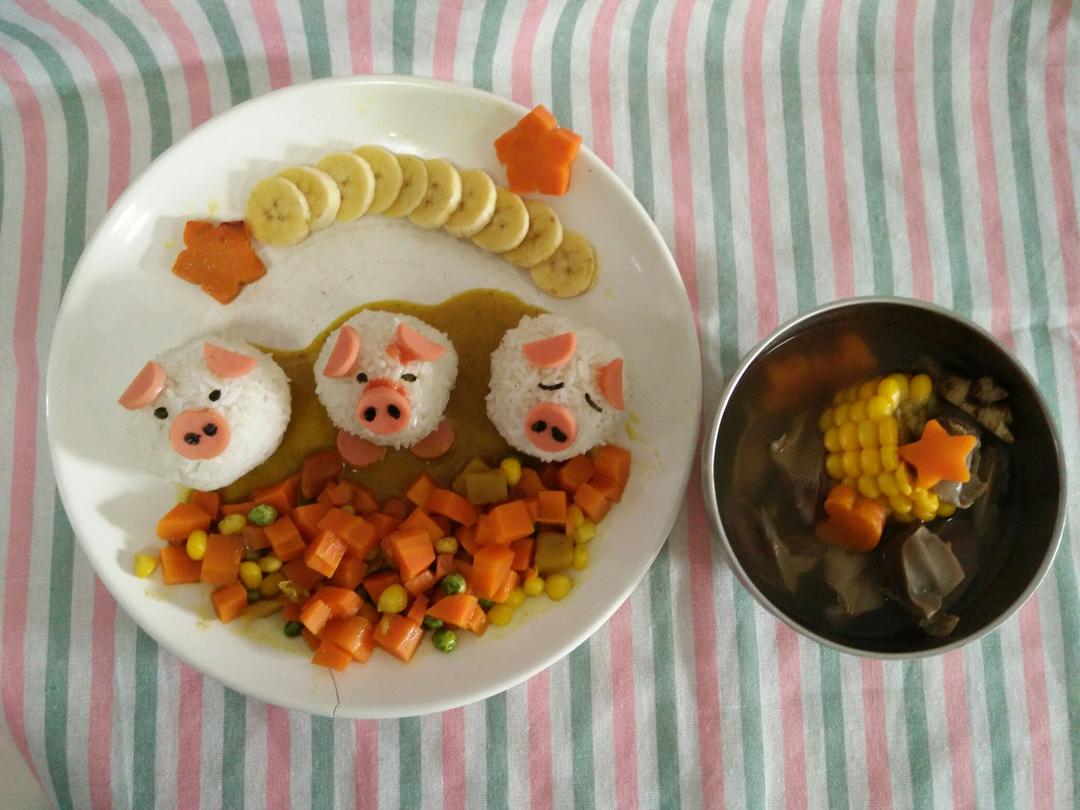 创意小猪咖喱饭团