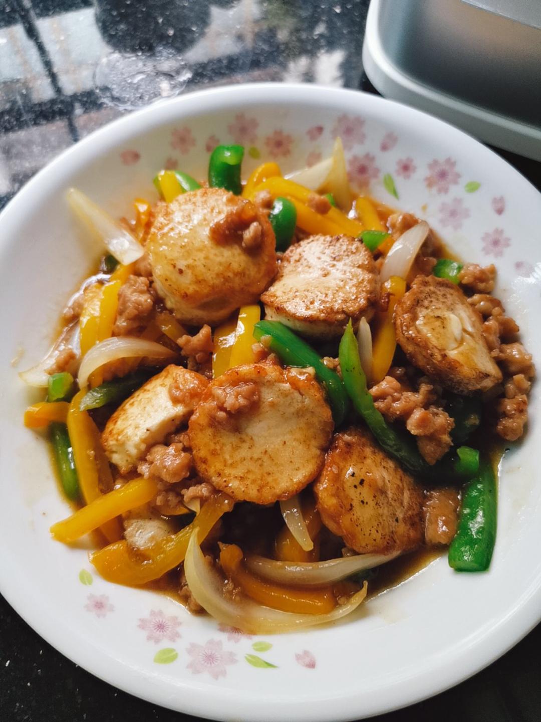 青椒肉丝炒日本豆腐
