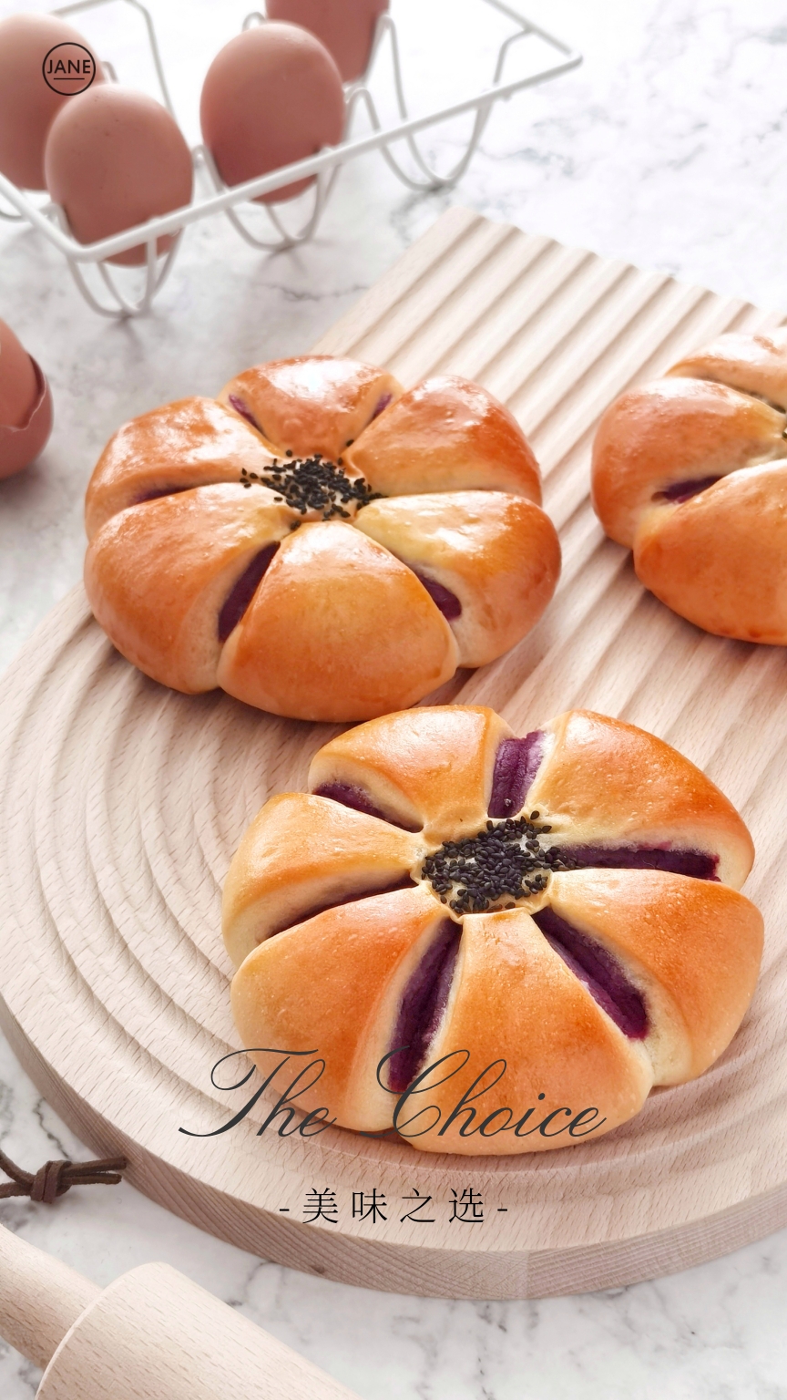 紫薯花朵面包‼️香甜松软无需手套膜