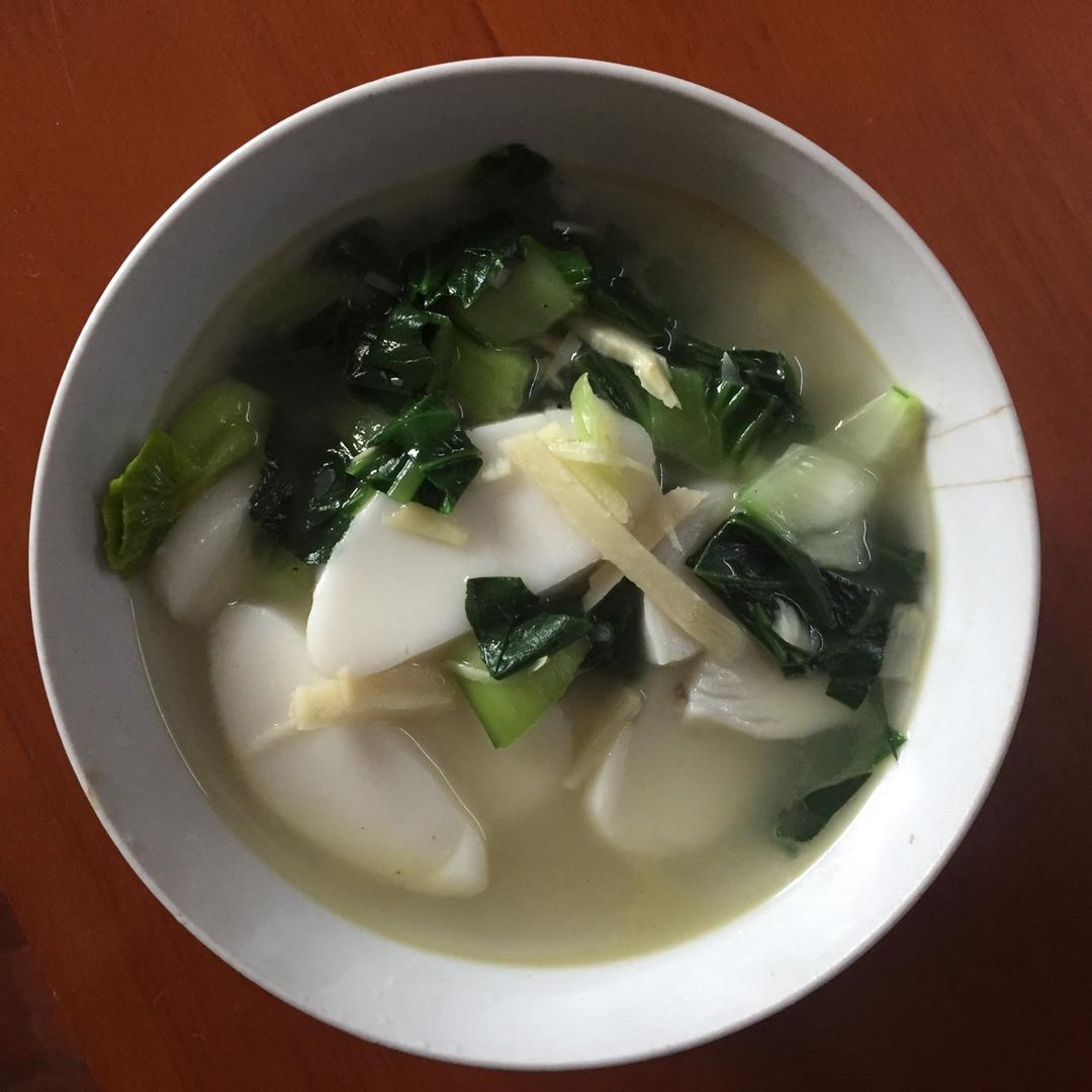 家的味道：青菜肉丝年糕汤