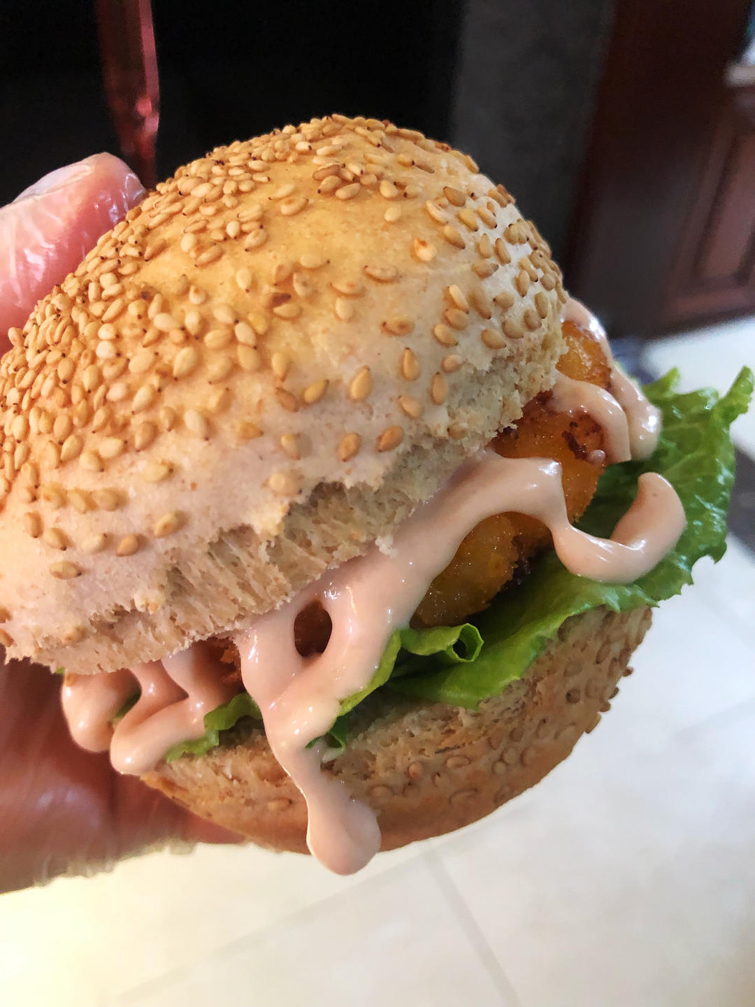 炸虾汉堡包