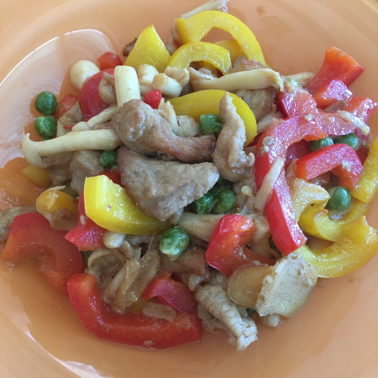 蚝油彩椒白玉菇