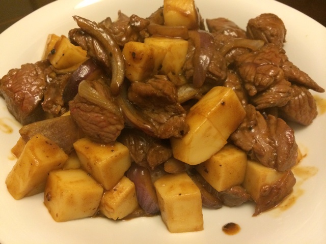 黑椒年糕牛肉粒