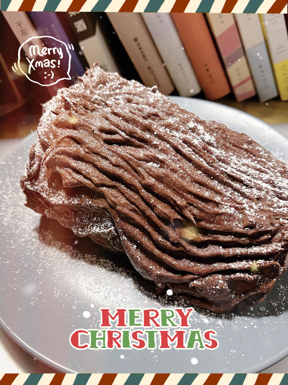 超好吃的圣诞节树干蛋糕叫树桩蛋糕也可哈