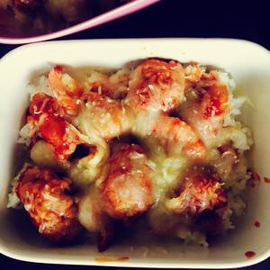 鲜虾肉圆焗饭的做法 步骤3