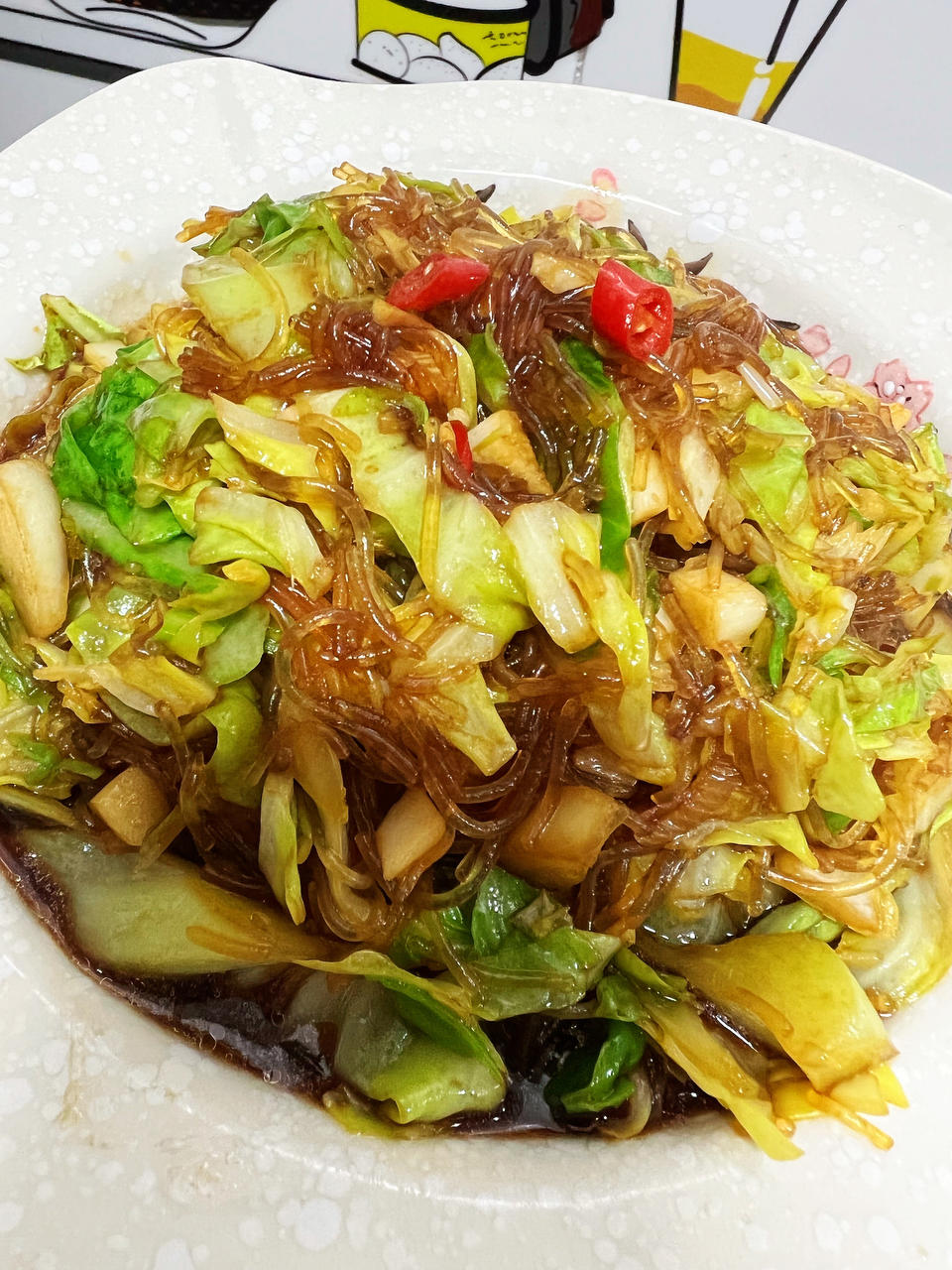 最近爱吃粉丝粉条～包菜炒粉丝