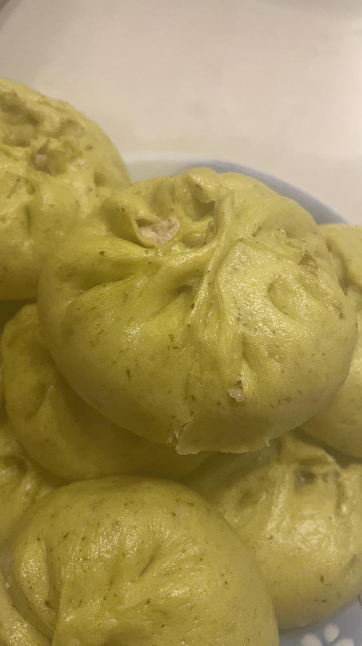 纯天然菠菜汁 翡翠包子